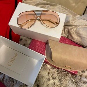 Chloe Rose-Tint Aviator Sunglasses